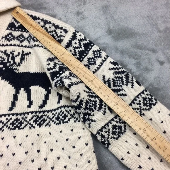 Polo Ralph Lauren Shawl Collar Sweater Mens L Reindeer Nordic Fair Isle Angora - Picture 8 of 15